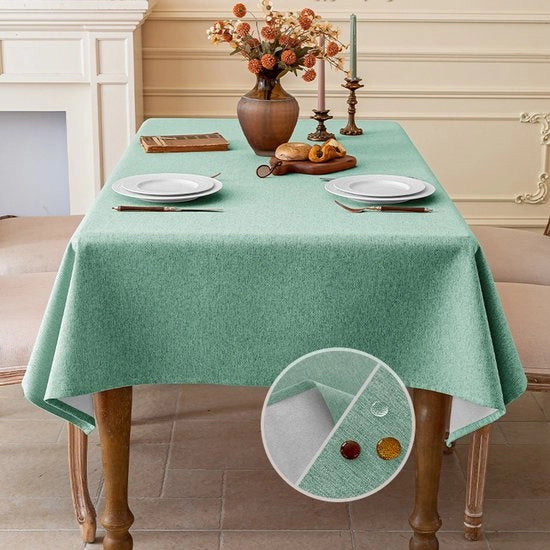 Tavolo coprente con aspetto di lino, lavabile, impermeabile, per sala da pranzo, giardino, festa, matrimonio o casa, 110 x 160 cm - Blu più chiaro