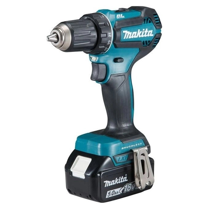 Makita DDF485RTJ Trapano avvitatore a batteria 18V con motore brushless 2 batterie 5,0 Ah e valigetta MAKPAC colore Nero