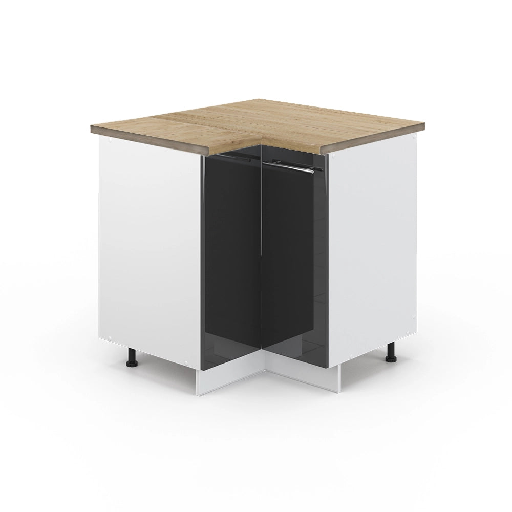 Mobile ad angolo cucina Fame-Line Antracite lucido/Bianco 80.5 cm, PL Rovere Vicco