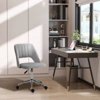 Sedia da Ufficio Ergonomica e Girevole, Sedia Imbottita per Scrivania con Altezza Regolabile, Grigio 49x60x79-91cm
