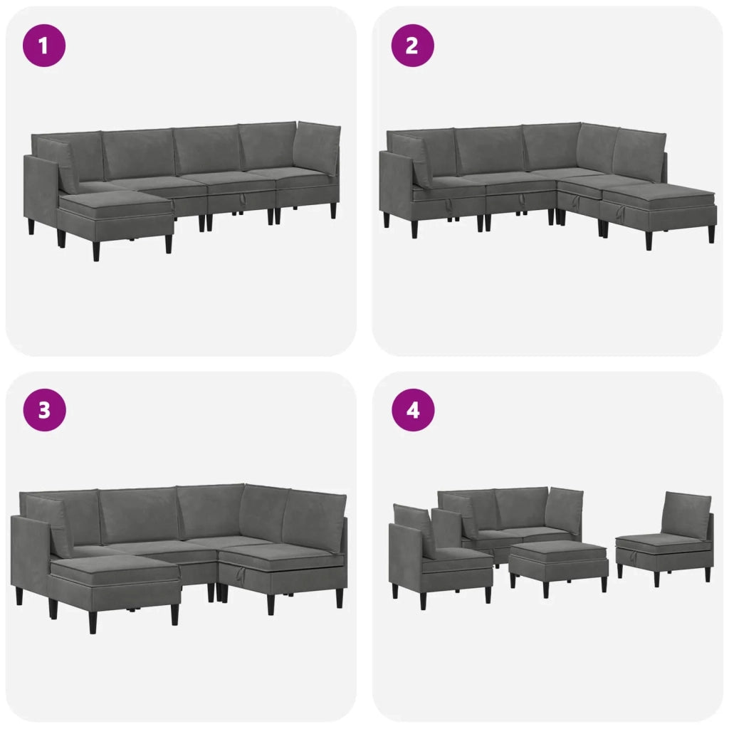 Set di mobili per il soggiorno 5 pcs Grigio Scuro Velluto