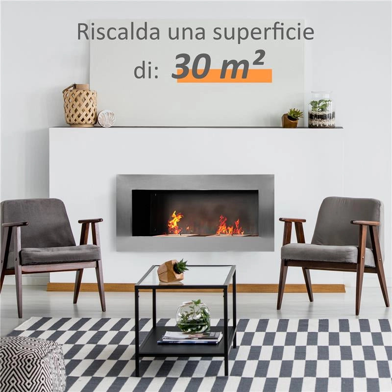 CAMINO A BIOETANOLO REALIZZATO IN ACCIAIO INOX CON 2 BRUCIATORI 1.5LT 110X54X14CM