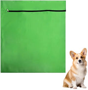 Waszak unisex per animali domestici, 70 × 80 cm, verde, polyester, chiusura a zip, lavabile in lavatrice, multifunzionale, per la pulizia di accessori per animali domestici, giocattoli, asciugamani e molto altro.