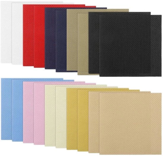 Set di Crocette in Tela 20 Pezzi - 11CT Filo da Cucire - 100% Cotone - Quadrato 15x15cm - Multicolore - Adatto per Artigianato Fai da Te