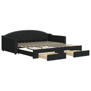 Divano letto | Sof¨¤ letto | Letto singolo Estraibile con Cassetti Nero 100x200 cm in Tessuto