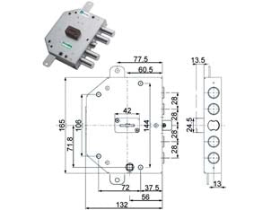 SERRATURA TRIPLICE APPLICARE CON SCROCCO D. MAPPA BLINDATE 89C755  mm.60 SX (89C755S000)    MOTTURA