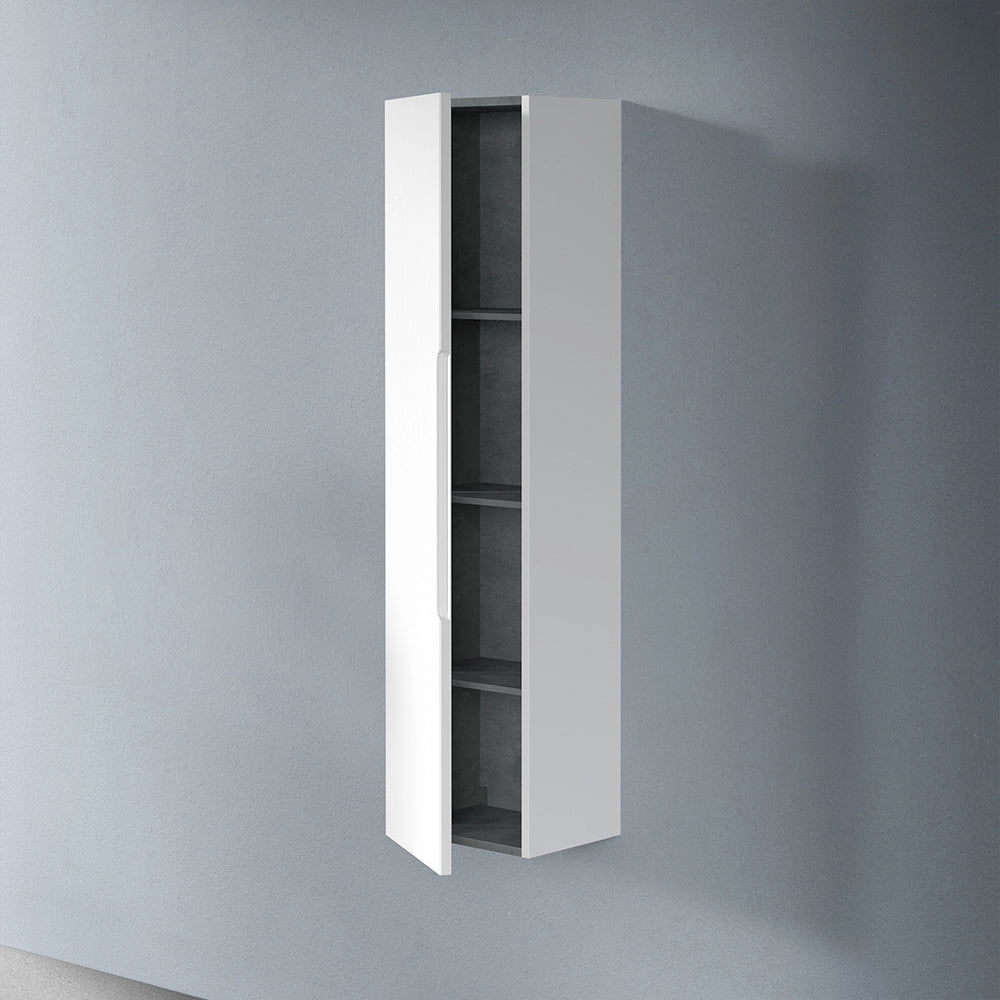 Colonna bagno sospesa H 138 cm bianco opaco cannettato con ripiani Rigo