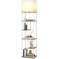 Lampada da Terra con Ripiani Temperature di Colore Regolabili 3000K-6500K Telecomando Lampadina E27 Legno naturale