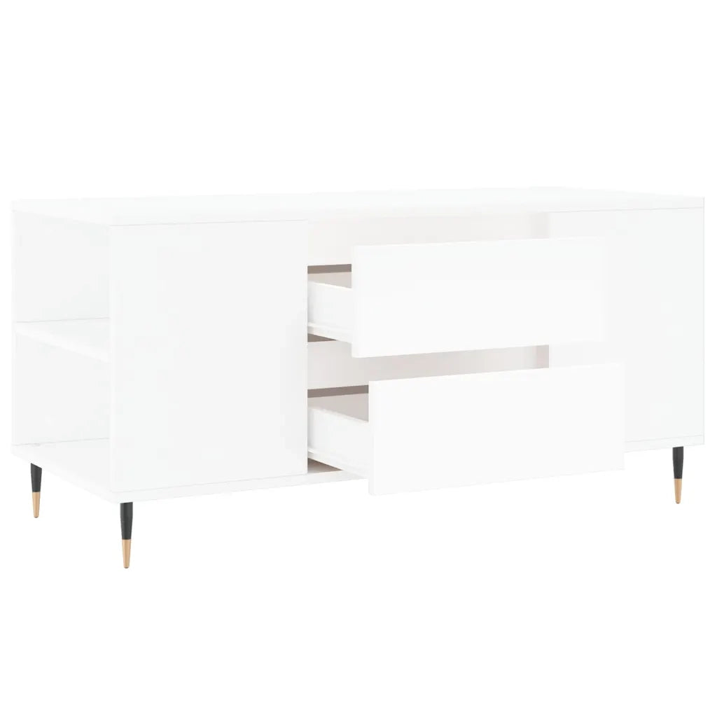 Tavolino da Salotto Bianco 102x44,5x50 cm in Legno Multistrato 830988