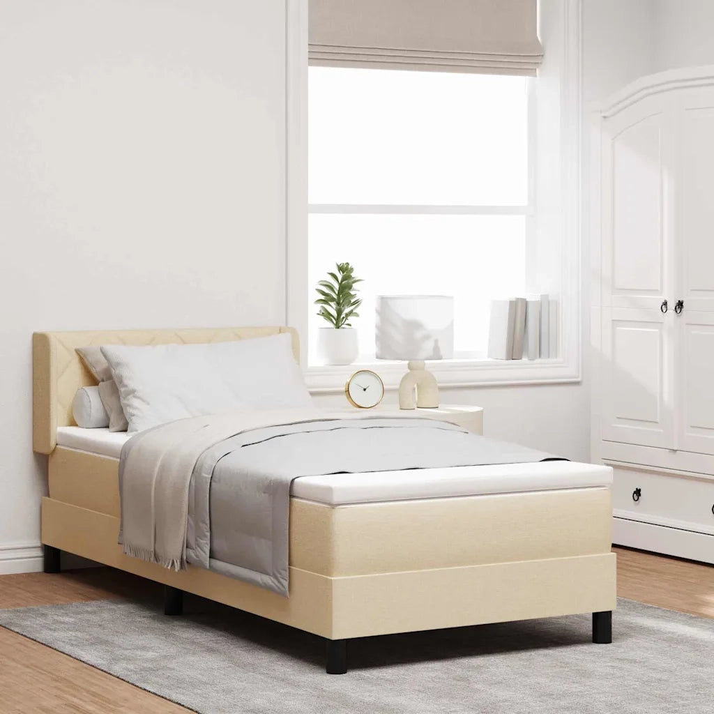 Letto a molle con testiera Crema 200 x 90 cm Tessuto 3341151
