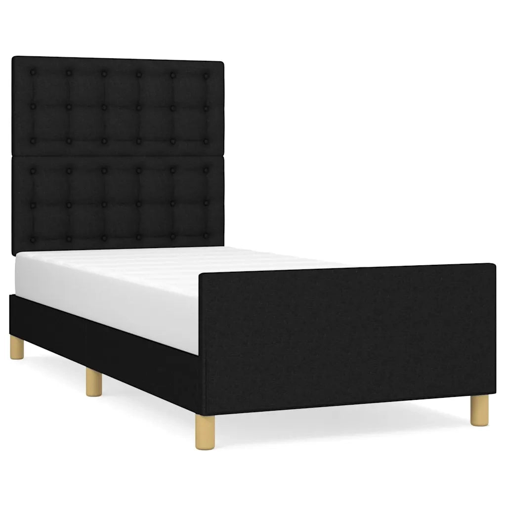 Giroletto con Testiera-Struttura Letto con testiera Nero 90x200 cm in Tessuto
