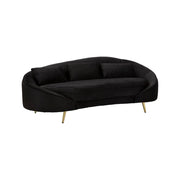 Divano fisso 3 posti Verte, Sofà dritto, Divanetto per salotto, Poltrona matrimoniale con contenitore, 185x84 h68 cm, Nero e Oro
