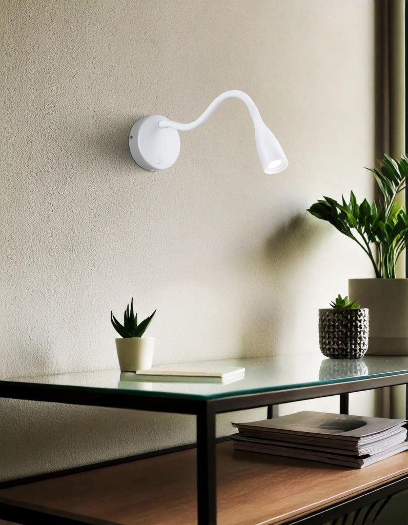 Applique Moderna Olivandino 1 Acciaio Bianco Plastica Led 3,8W 320Lm Ip20