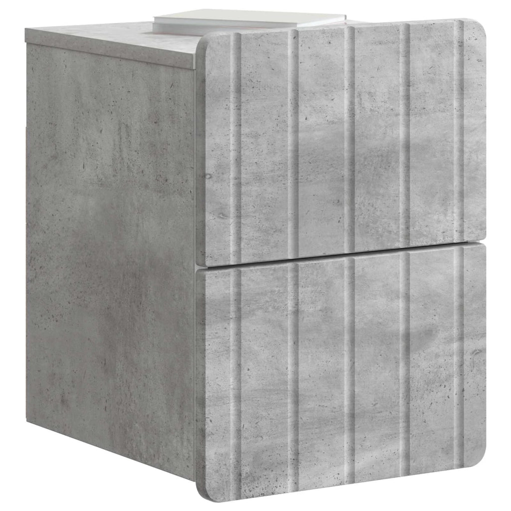 Mobiletto da notte a muro Grigio Cemento 33 x 34,5 x 43 cm