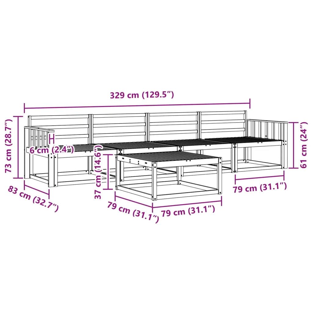 Set di divani da esterno 5 pcs Bianco 79 x 79 x 37 cm 3386018