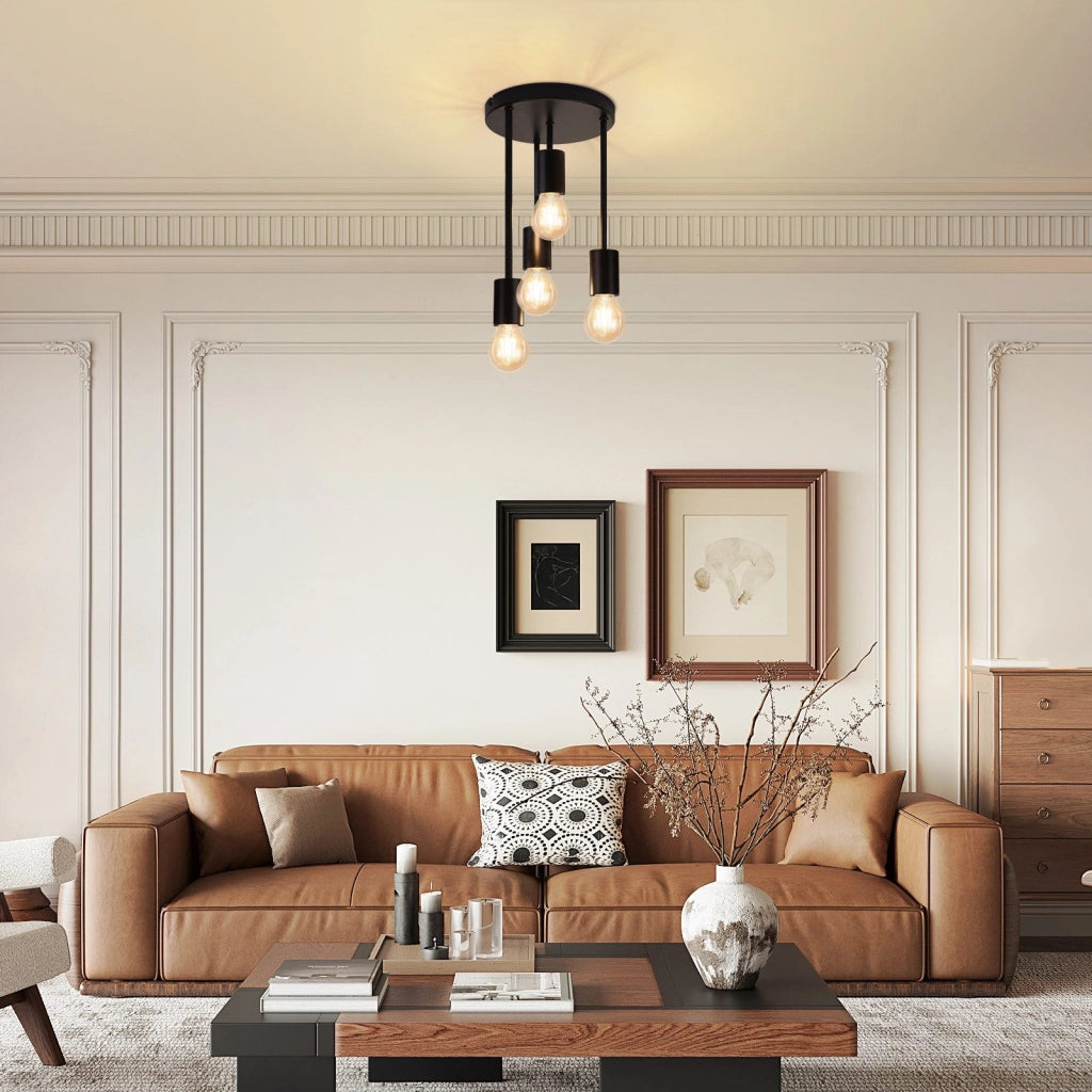 ZMH Lampada da soffitto plafoniera vintage nera E27 retrò industriale metallo senza lampadine