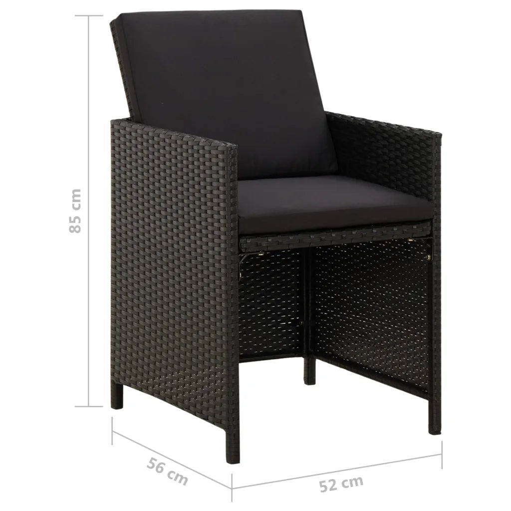 Sedie da Giardino con Cuscini 4 pz | Sedie da Esterno in Polyrattan Nere