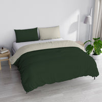 Copripiumino Matrimoniale con Sacco e Federe Double Face Verde Oliva/Panna