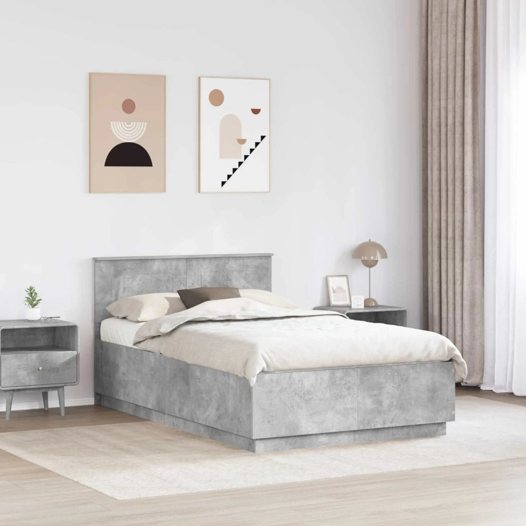 Struttura del letto con testiera-Giroletto con Testiera Grigio cemento 135 x 190 cm 259478
