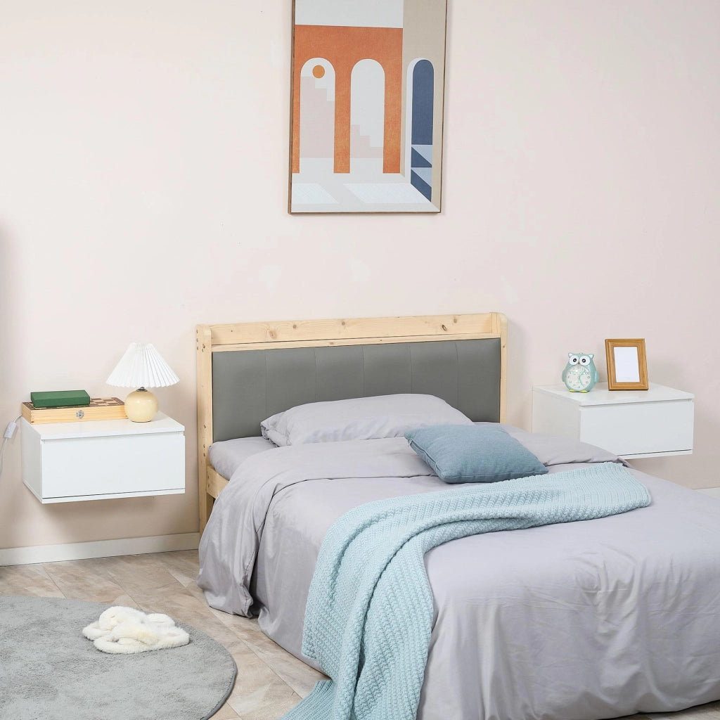 Set 2 Comodini Sospesi 49x38x23 cm in MDF e  Truciolato Bianco