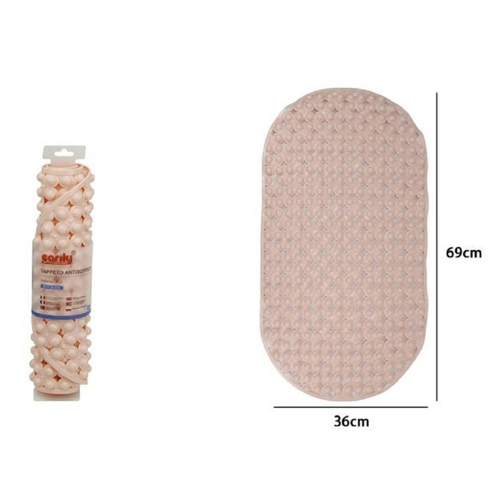 Trade Shop - Tappeto Tappetino Pvc Ovale Antiscivolo Vasca Da Bagno Doccia 69x36cm 79745 Rosa -