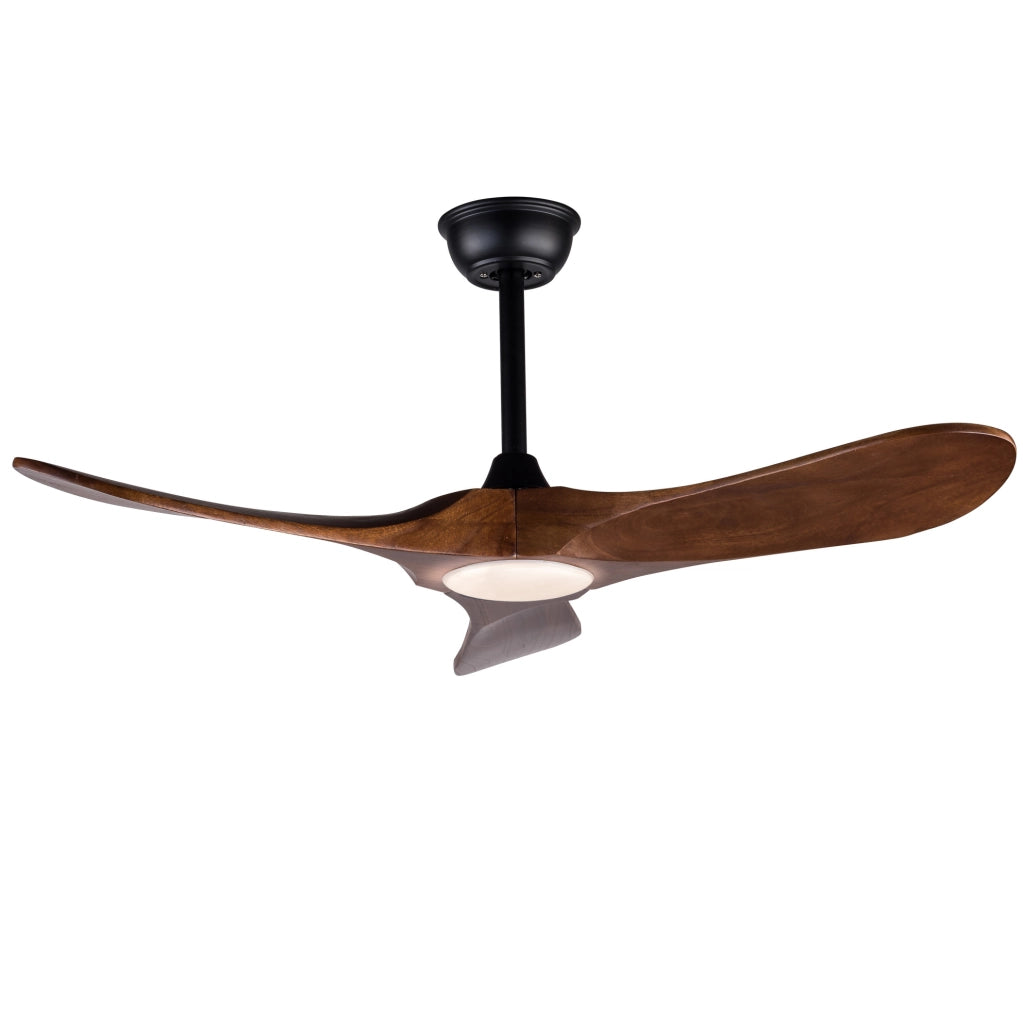 Ventilatore da soffitto 42 pollici con luce LED dimmerabile; motore DC silenzioso; nero e noce scuro