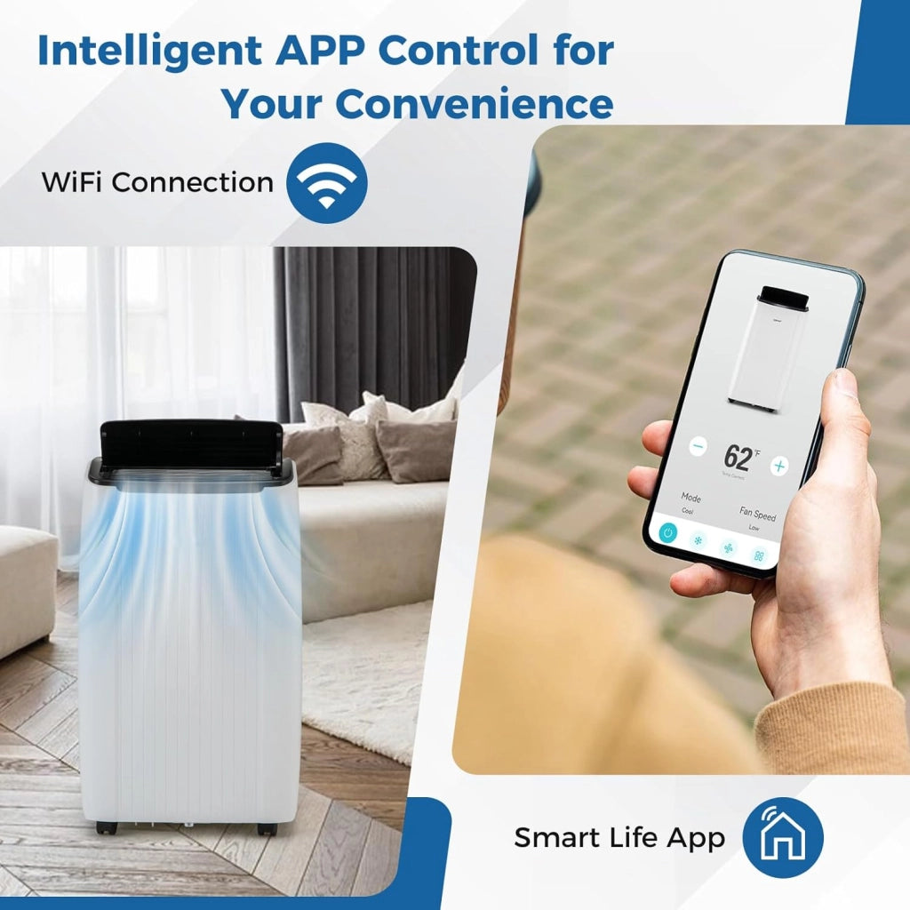 Condizionatore Portatile 12000 BTU, Climatizzatore 4 in 1 Raffreddamento & Deumidificazione & Ventilatore & Riscaldamento, 3 Modalità di Controllo, Timer 0-24H Risparmio Energetico (12000BTU)