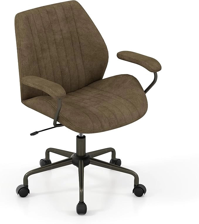 Sedia da Ufficio, Sedia Girevole per Scrivania con Ruote, Braccioli Imbottiti, Poltrona Direzionale Ergonomica Regolabile in Altezza, Portata 150 kg