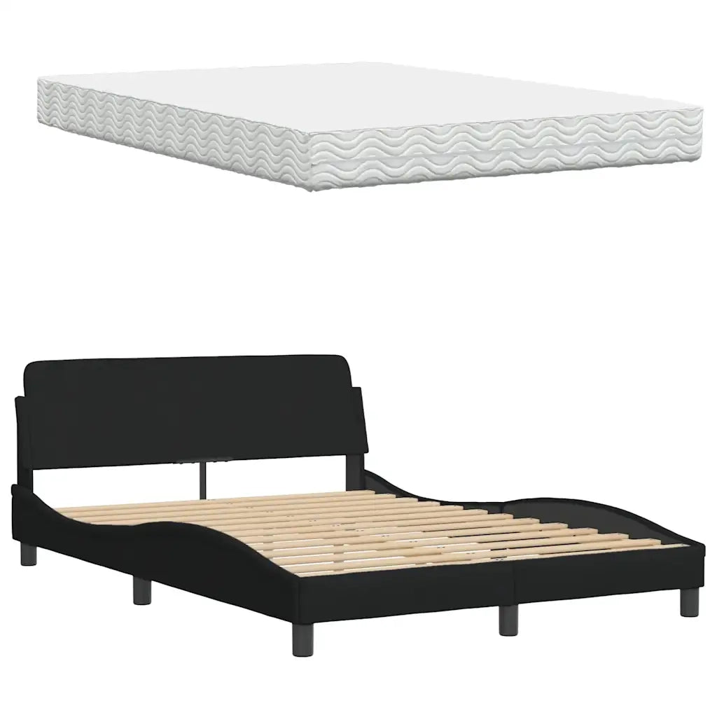 Letto con Materasso Nero 140x190 cm in Tessuto 3310736