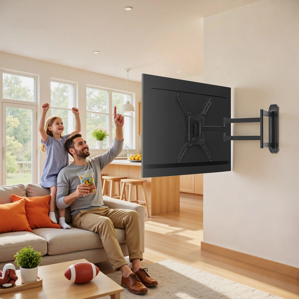 Supporto TV 23“-65”, staffa porta TV a muro orientabile con portata fino a 35 kg, braccio porta schermo salvaspazio