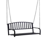 Dondolo Sospeso da Giardino con 2 Posti, Romantica Panchina in Metallo Nero per Esterni, 127 x 60 x 47cm