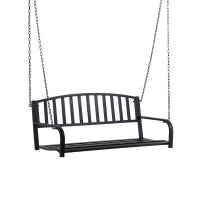 Dondolo Sospeso da Giardino con 2 Posti, Romantica Panchina in Metallo Nero per Esterni, 127 x 60 x 47cm