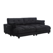Poltrona Relax con Poggiatesta Regolabile; USB; 2 Portabicchieri e Tasca Laterale; in Velluto a Coste Nero