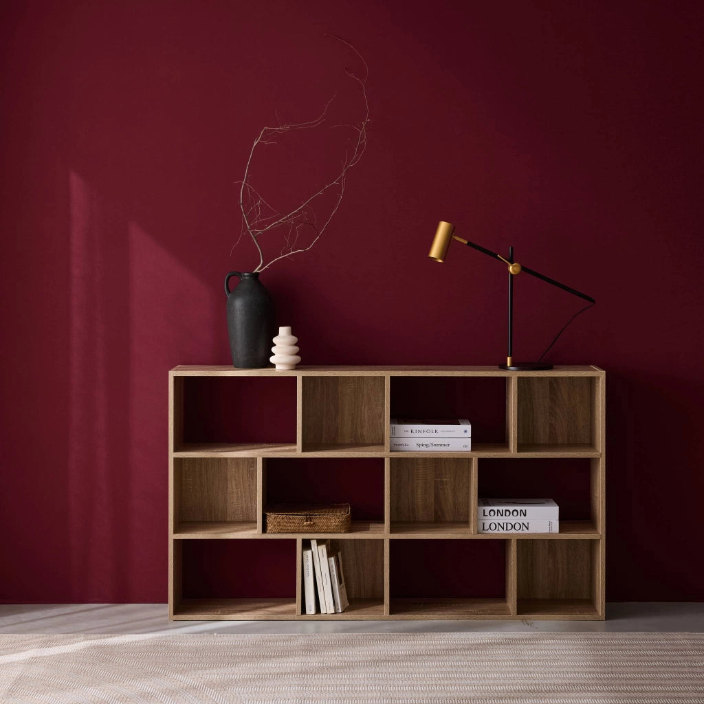 Libreria a 3 livelli con 12 scomparti, marrone naturale