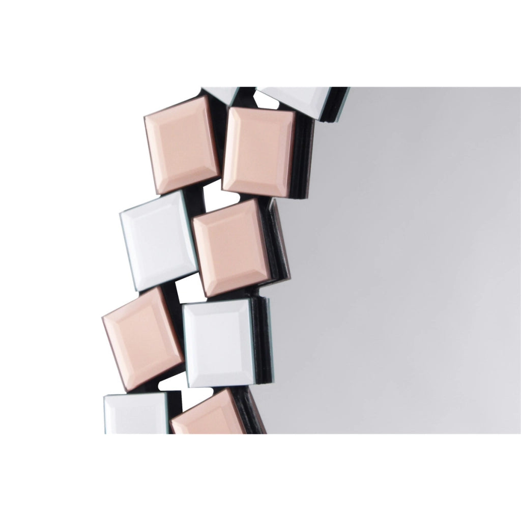 Specchio da parete Mosaic tondo in argento e rose'