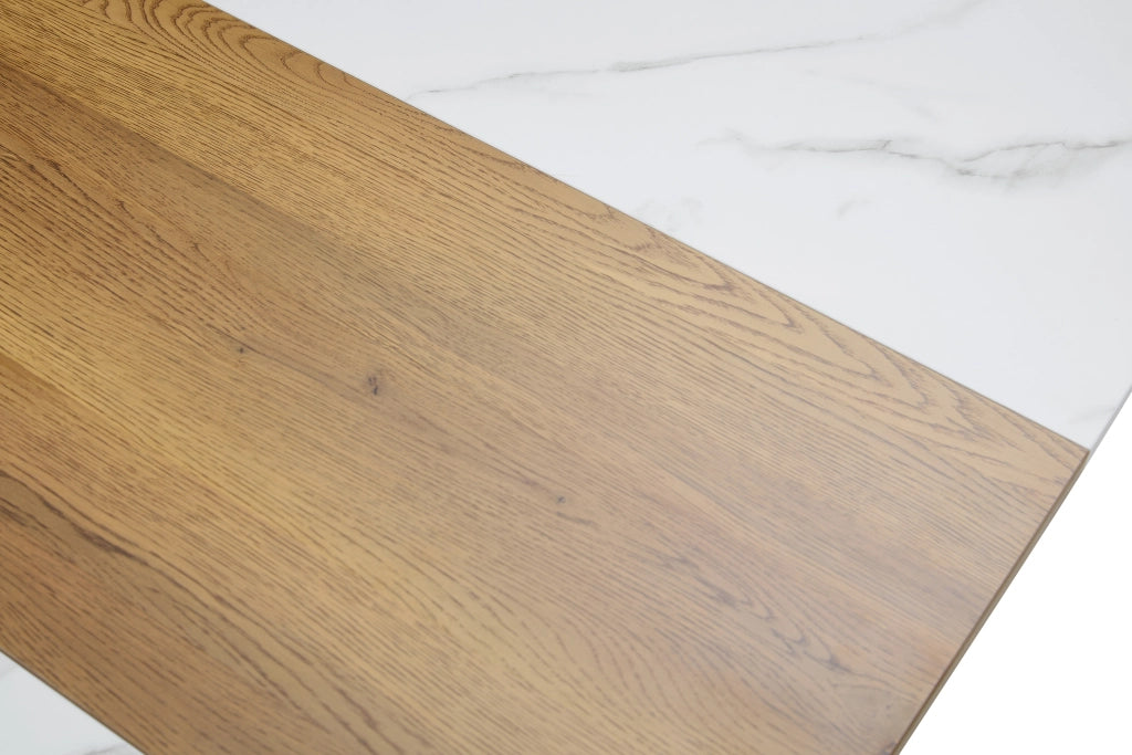 TAVOLO da pranzo 115x71 cm MDF e metallo Nero Bianco Effetto legno