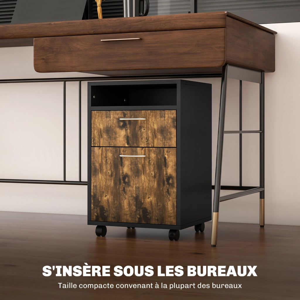 Scrivania con cassetto e ruote ¨C Zephmum ¨C 40x35x60 cm marrone legno
