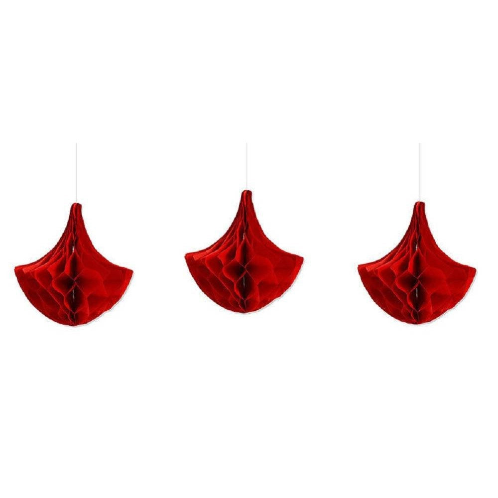 Trade Shop - Set 3 Festoni Goccia Decorativi Rossi Carta Velina Decorazioni Addobbi Feste -