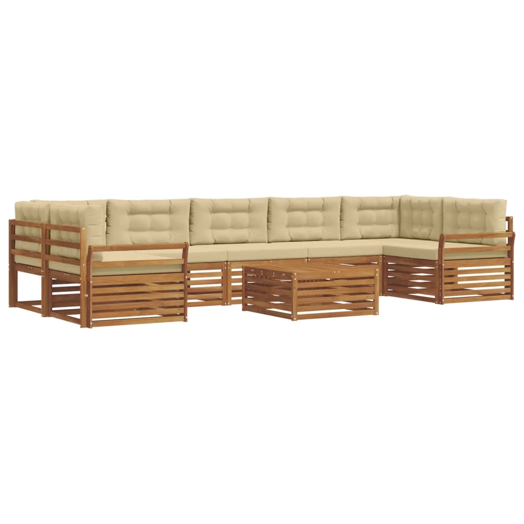Set di divani da esterno con cuscino 8 pcs Naturale e Beige