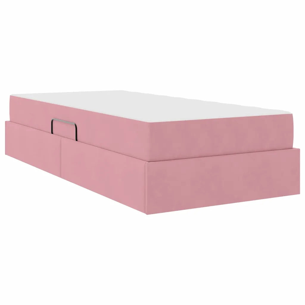 Letto con contenitore e materasso Rosa 90 x 190 cm Velluto