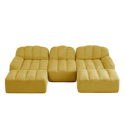 Divano modulare 3 posti con 2 pouf; schiuma 32D; tessuto giallo