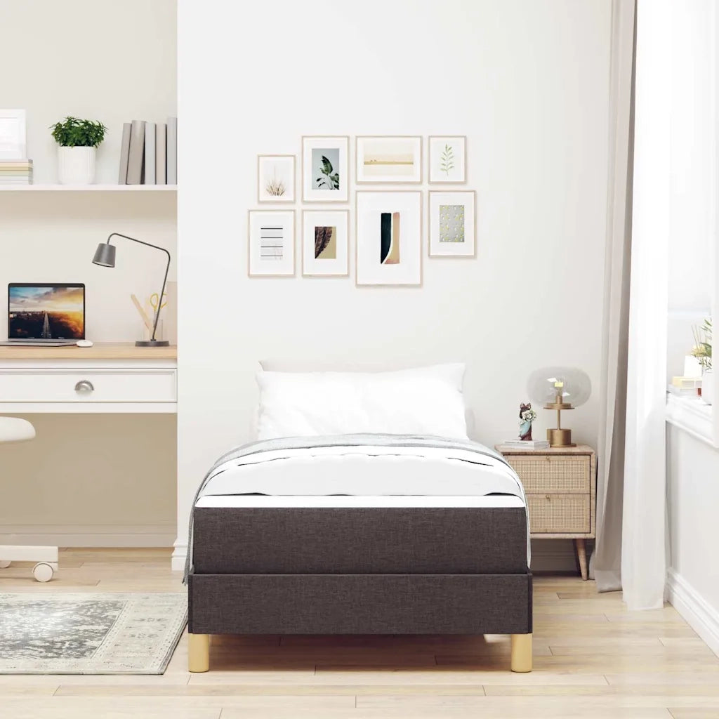 Letto a molle con materasso Marrone Scuro 80 x 200 cm Tessuto
