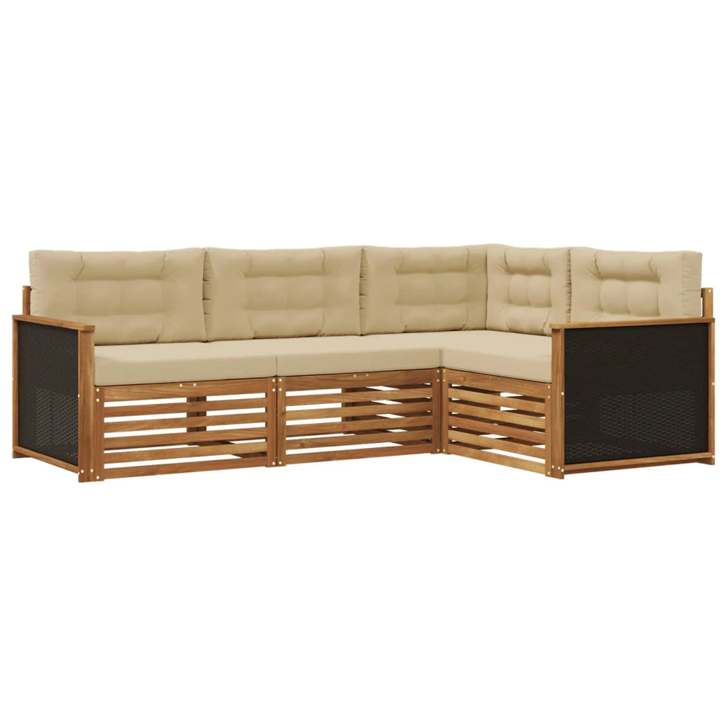 Set di divani da esterno 4 pz Naturale e Beige Poliestere 3383286