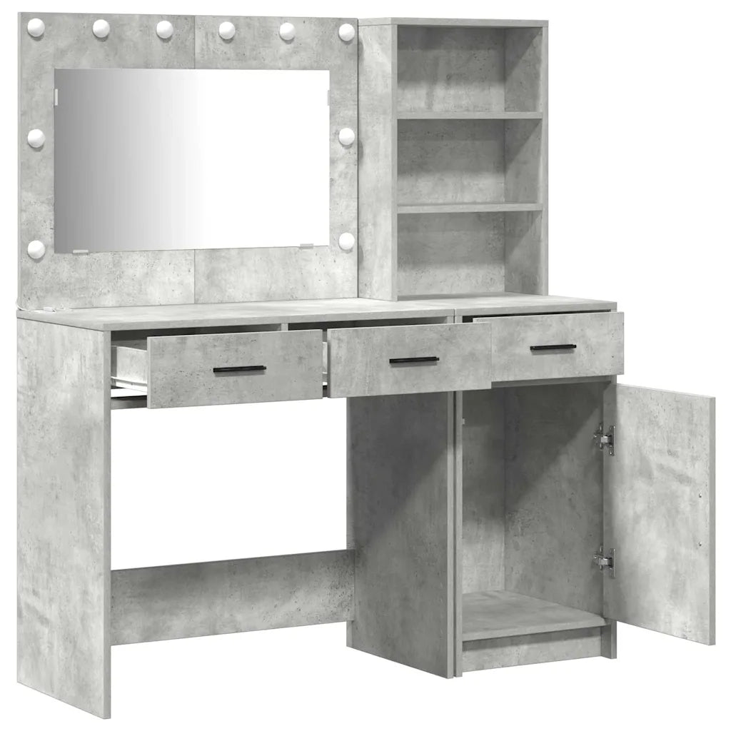 Toeletta | Tavolo da Trucco con cassetto 2 pz Grigio Legno multistrato