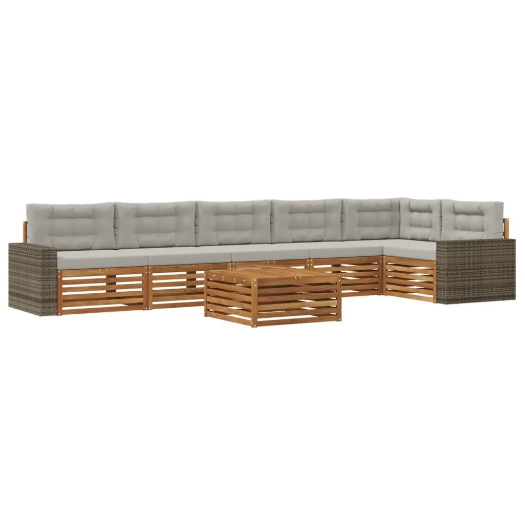 Set di divani da esterno 7 pcs Naturale e Grigio Chiaro 3383459