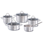 Fissler Set Pentole Palermo 5 Pezzi Acciaio Inox con Coperchi in Vetro Induzione
