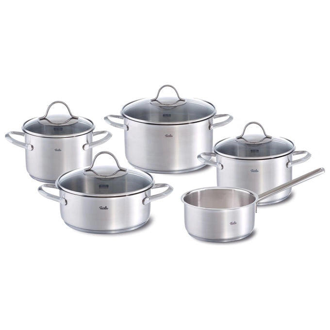 Fissler Set Pentole Palermo 5 Pezzi Acciaio Inox con Coperchi in Vetro Induzione