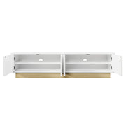 Mobile TV con 4 ante e ripiani; push-to-open - per soggiorno - 175×40×41.5 cm - bianco