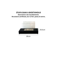 Camino a Bioetanolo da Tavolo Eaak 60x20x35,5 cm Bruciatore da 1,5 L Nero