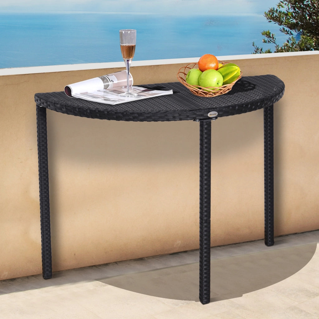 Tavolino da giardino ¨C zephmum ¨C Polyrattan, metallo, nero, 100x50x74 cm